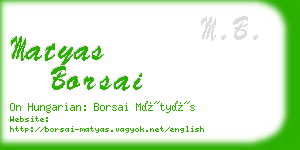 matyas borsai business card